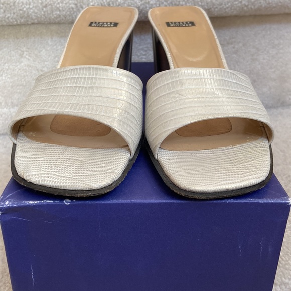 stuart weitzman snake embossed leather slides / mules - Picture 4 of 14